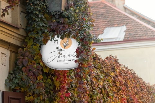 Store Sign Board Floral Mockup Scene 06