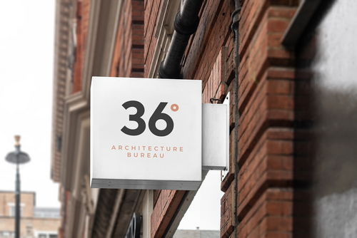 Store Sign Board Square Mockup Scene 26