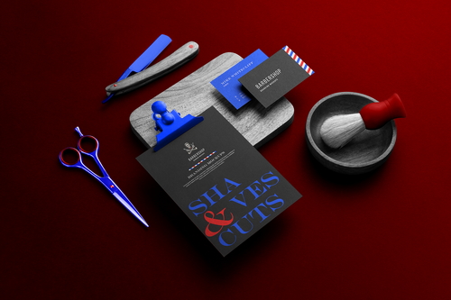 Barbershop Branding and Packaging Mockup Scene 06