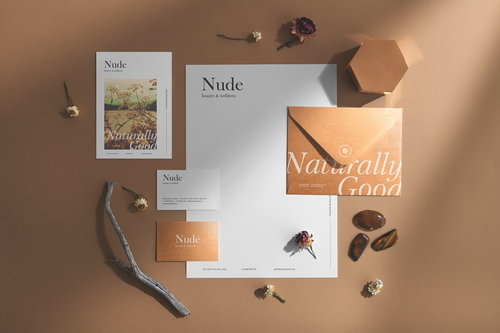 Nude Branding Mockup Top View Scene 01