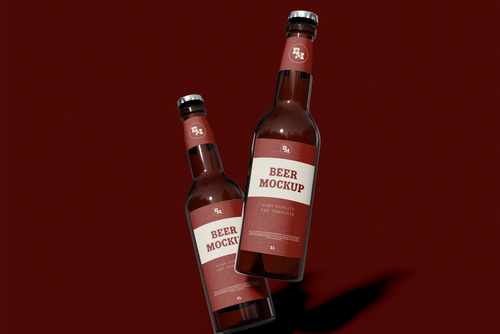 Two Beer Bottles Mockup