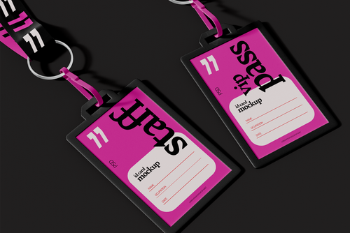 Two Hanging ID Cards Mockup