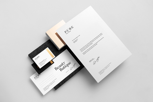Pure Stationery Branding Top View Mockup Scene 12