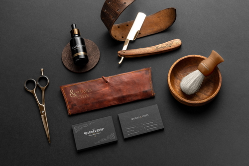 Barbershop Branding and Packaging Mockup Scene 05