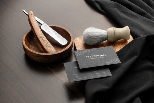 Barbershop Business Card Branding Mockup Scene 20