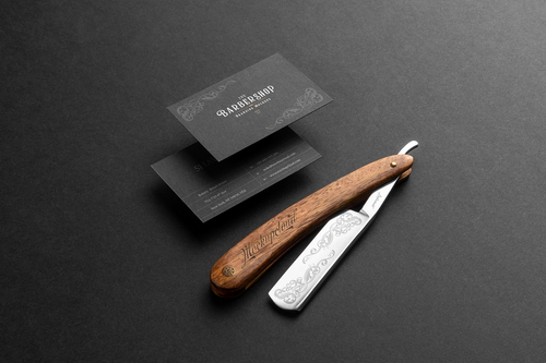 Barbershop Business Cards Branding Mockup Scene 15