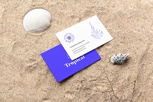 Business Cards Sea Sand Branding Mockup Scene 18