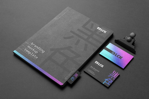 Blck Notebook and Business Cards Mockup Scene 09