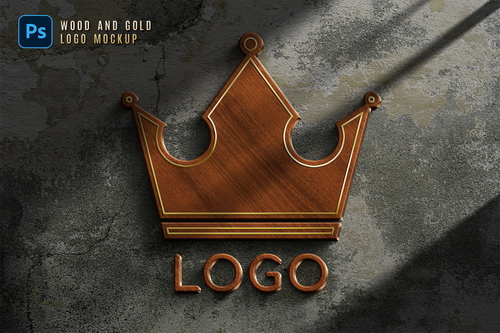 Wood & Gold Logo Mockup