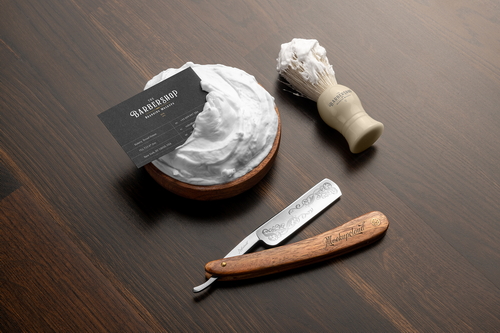 Barbershop Business Card Branding Mockup Scene 23