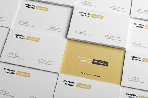 Grid Style Business Cards Mockup Scene 02