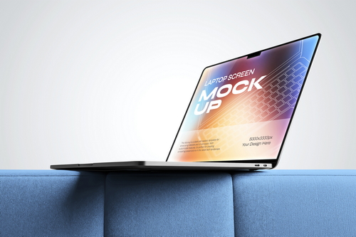 Laptop on Sofa Mockup