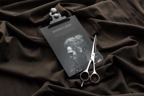 Barbershop Flyer Card Branding Mockup Scene 17