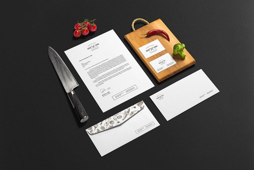Restaurant Stationery Branding Mockup Scene 05