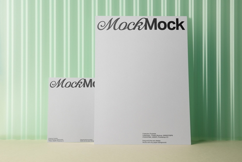 Letterhead / Poster + Square Card Mockup 'Poolside'