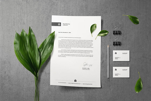 Branding Stationery Floral Mockup Scene 03