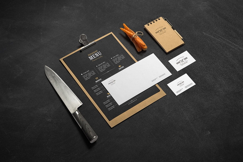 Restaurant Stationery Branding Mockup Scene 03