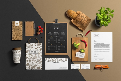 Restaurant Stationery Branding Mockup Scene 02