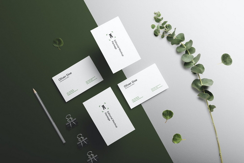 Business Cards Floral Branding Mockup Scene 01