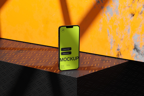 Smartphone Mockup on Industrial Background