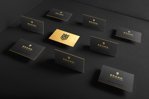 Grid Style Business Cards Mockup Scene 03