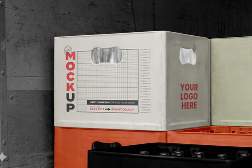 Beverage Bottles Crate on Truck Mockup