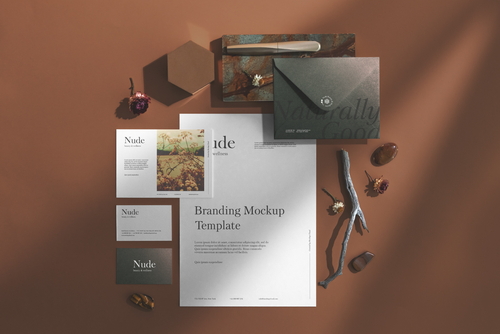 Nude Branding Mockup Top View Scene 04