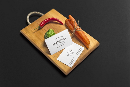 Restaurant Business Cards Mockup Scene 06