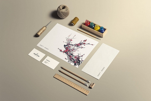 Art & Craft Stationery Branding Mockup Scene 03