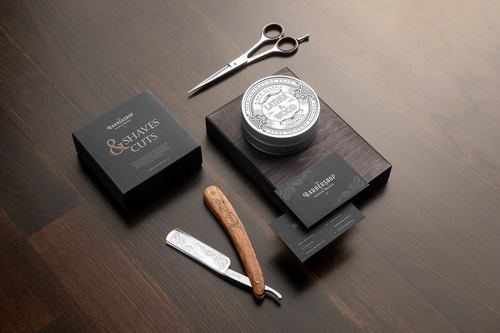 Barbershop Branding and Packaging Mockup Scene 18
