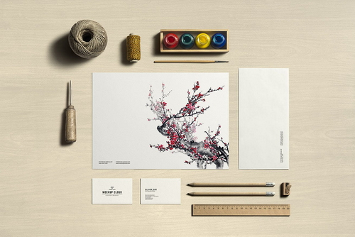 Art & Craft Stationery Branding Mockup Scene 04