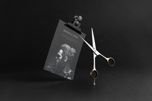 Barbershop Flyer Card Branding Mockup Scene 26