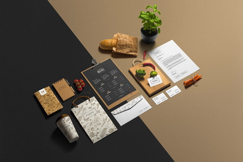 Restaurant Stationery Branding Mockup Scene 01