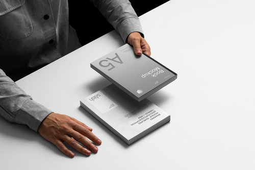Booklet and Box Mockup Scene / Slash Series