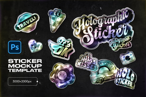 Holographic Sticker Mockup