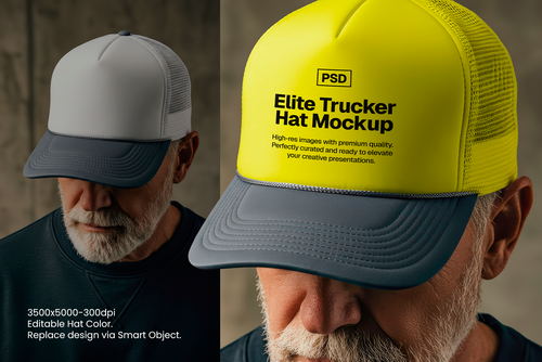 Elite Trucker Hat Mockup &ndash; Editable PSD