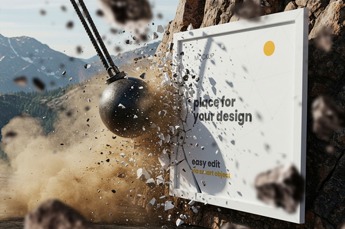 Demolition Wrecking Ball Poster Mockups