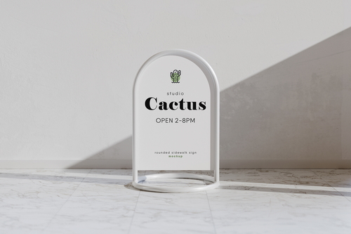 Rounded Sidewalk Sign Mockup
