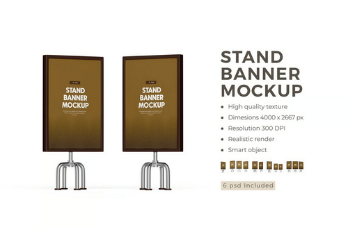 Advertising Stand Banner PSD Mockup