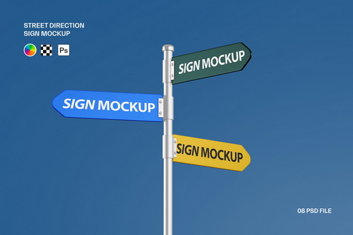 Street Direction Signs Mockup