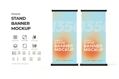 Advertising Stand Banner PSD Mockup