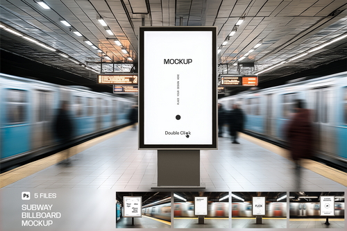 Metro Station Mupi Billboard Mockup