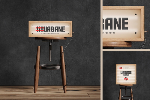Advertising Wooden Light Box Mockup