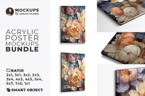 Acrylic Poster Mockups Bundle