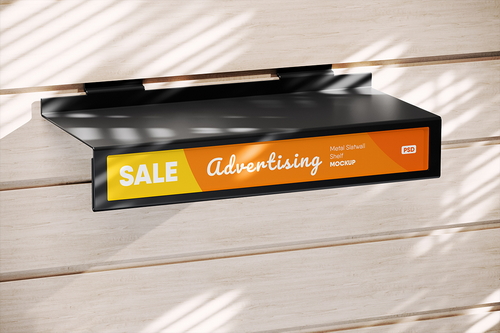 Store Shelf with Advertising Field Mockup