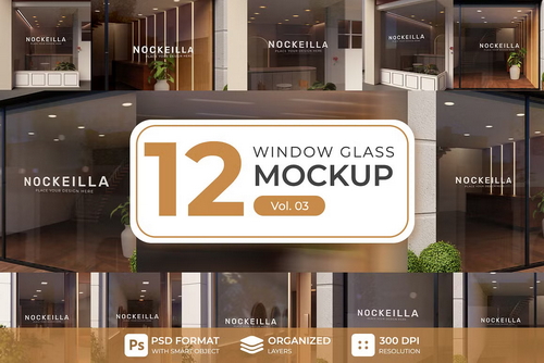 Window glass storefront logo mockup