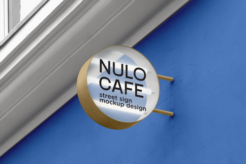 Round neon signboard mockup
