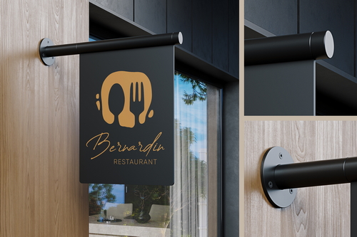Black Wall Signboard Mockup