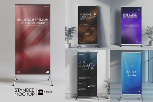 Office Event Roll-Up Banner Mockup