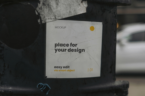Signs Stickers on Street Poles Mockups